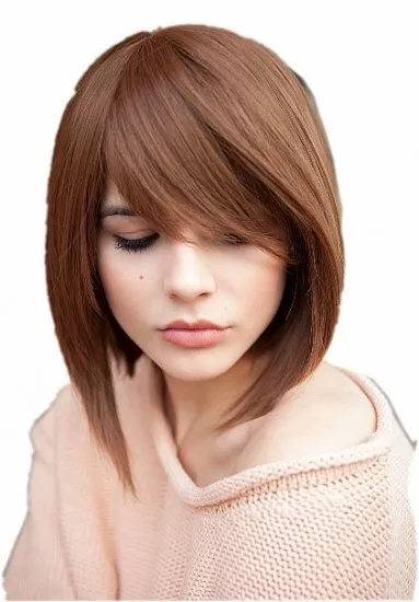 Brown Corto Bob Gestufte Natural Mate Como pelo de verdad Peluca para diario