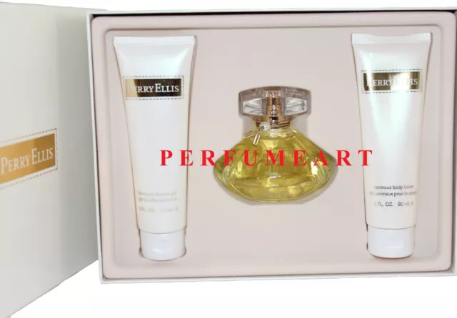 Perry Ellis 3 Pieces Set For Women With 3.4 Oz Edp Spray + S/Gel + B/Lotion