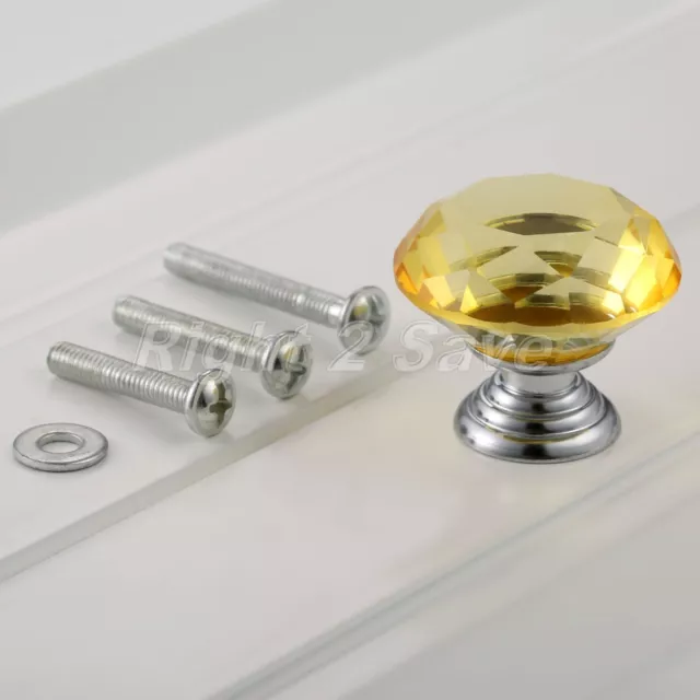 Knobs Diamond Shaped Crystal Glass Door Handles Cabinet Drawer Pull 30mm/1.18in