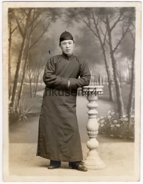 Original Japanese Navy Photo SNLF Troop wearing Chinese Clothes Chefoo c.1938 芝罘