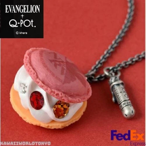 Evangelion x Q-pot Unit 2 Macaroon Necklace EVANGELION Accessory Japan FEDEX