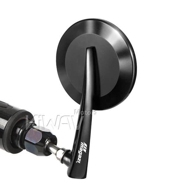 Rétroviseur Latéral Moto Rond CNC Aluminium Universel - Noir Pour Café Racer Chopper