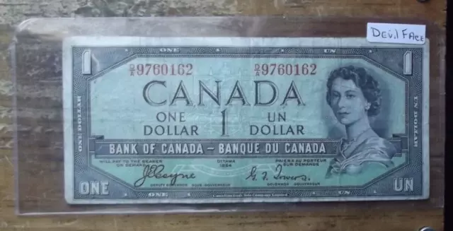 Bank Of Canada 1954 $1.00 Devil Face Banknote Da 9760162