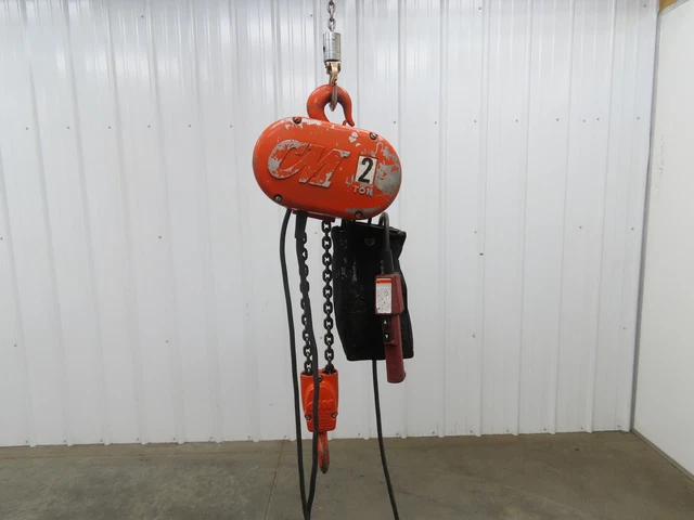 CM Lodestar R Electric Chain Hoist 2 Ton 8 FPM 15' Travel 11' Pendant 3PH Tested