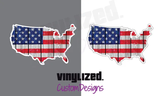 American Flag State Flag Outline Sticker Vinyl Decal US USA MERICA Map America 2