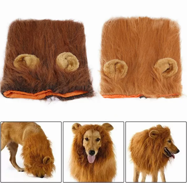 Pet Clothes Christmas Dog Costumes Lion Mane Wig for Large Dogs Fancy Dress Up