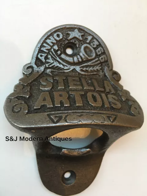 Stella Artois Bottle Cap Opener Wall Mounted Vintage Antique Iron Retro Engraved