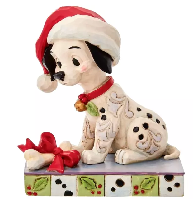 ✿ New JIM SHORE DISNEY Figurine 101 DALMATIANS Lucky Dog Christmas Bone 6010877