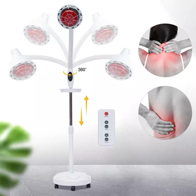 Lampada terapia del calore infrarossi luce rossa supporto da terra lampada di calore con ruote 275W DE