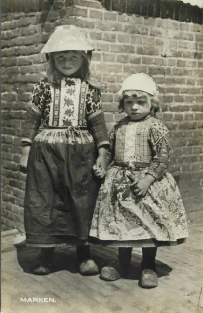 Postcard RPPC c1930s Two Young Dutch Girls Real Photo