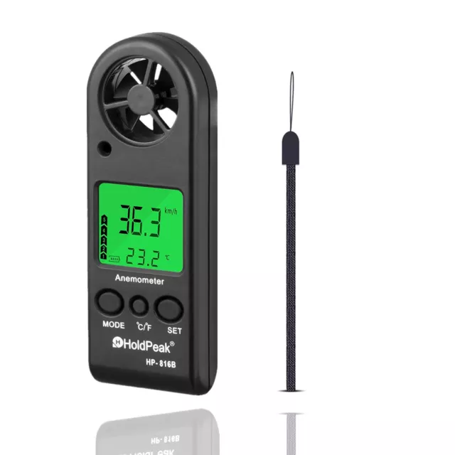 Digital Anemometer Mini Wind Speed Meter 0.3-30m/s LCD Wind Temperature Gauge