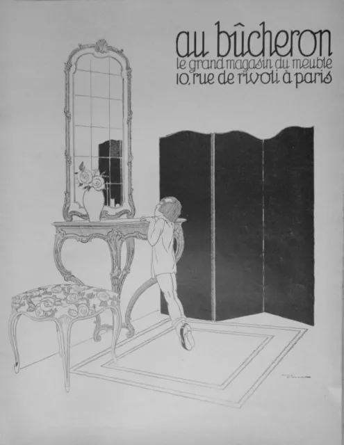 1926 Press Advertisement Au Bûcheron Le Grand Store Du Furniture - René Vincent -