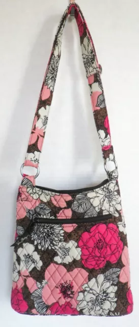 Vera Bradley Hipster Crossbody Purse Bag Mocha Rouge Pink Brown Floral Medium.