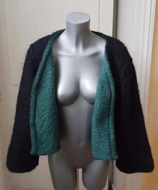 Veste Gilet Réversible Sonia Rykiel En Mohair - Vert/Noir - Taille 40 - Occasion Très Bon état - Double Face
