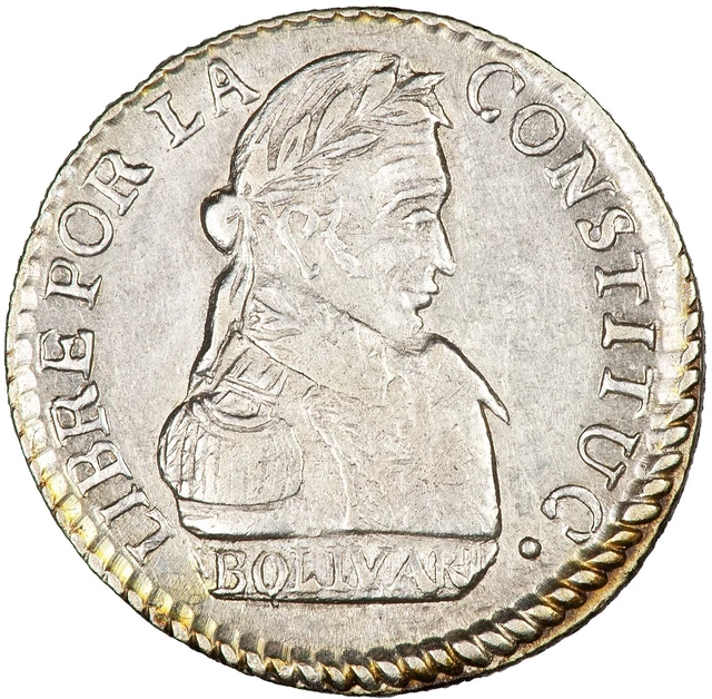 Bolivia 1830 1/2 Sol LIGHTLY TONED LUSTROUS UNC