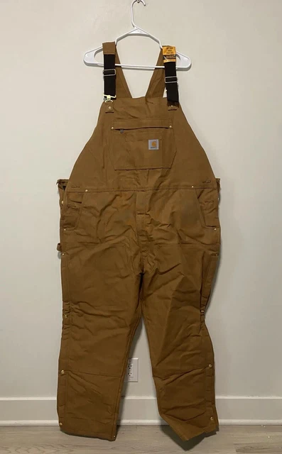 Carhartt Men's Loose Fit Firm Duck Insulated Bib Overall Brown 2XL