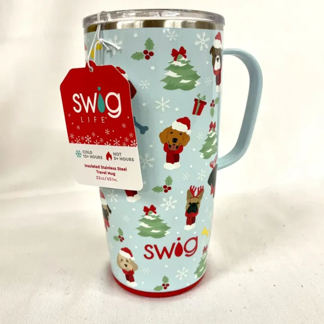 NEW Swig Life 22oz Travel Mug Santa Paws Insulated Stainless Steel Christmas Dog