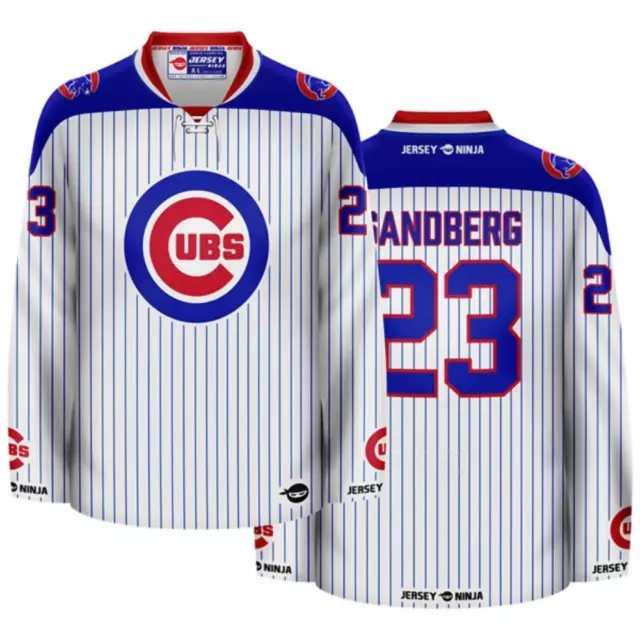 Chicago Cubs White Ryne Sandberg Crossover Hockey Jersey