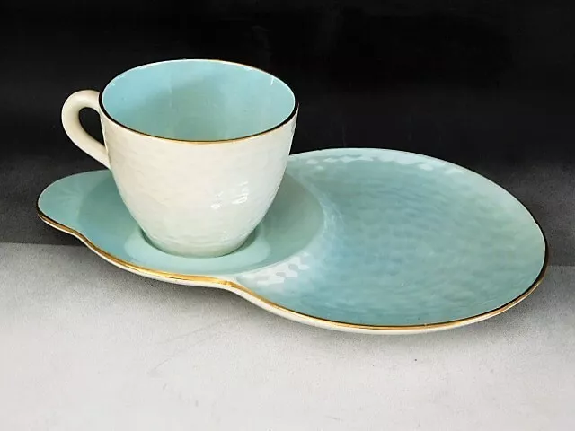 Vintage Maling Luster Harlequin Blue Tennis Cup Saucer Plate Set ~Free Uk P&P