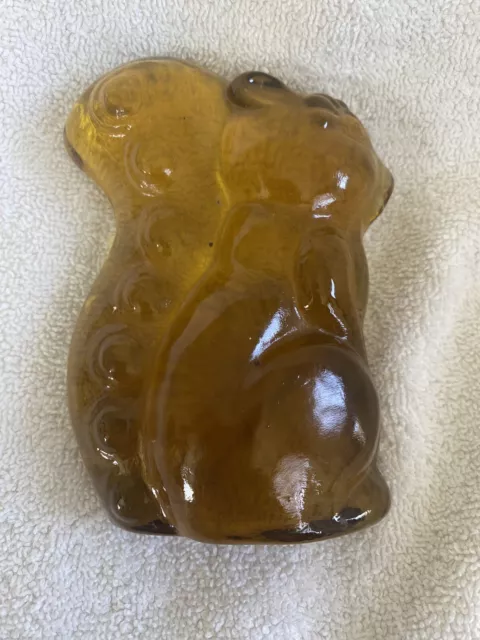 Vintage AMBER  Viking Glass Squirrel Paper Weight 5”. MID CENTURY MODERN MCM