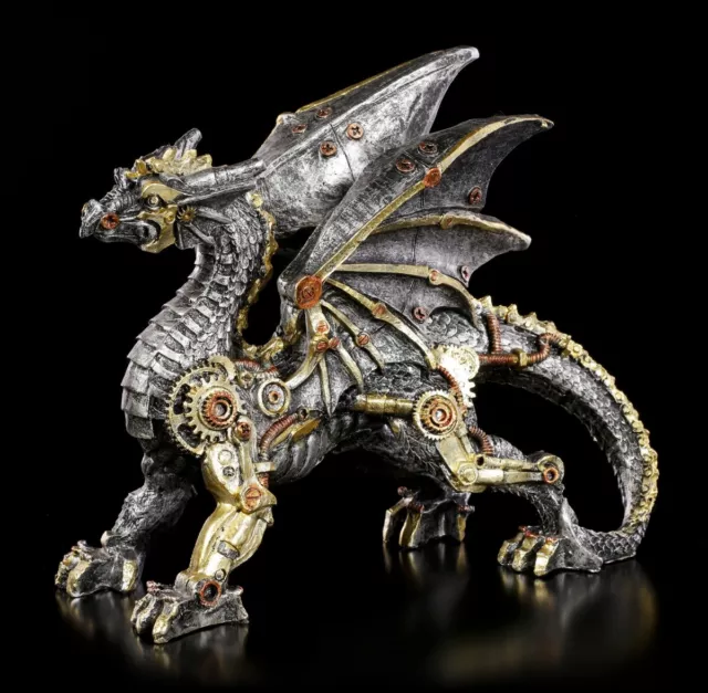 Steampunk Drachen Figur - Dracus Machina - klein - Fantasy Drache Dekostatue