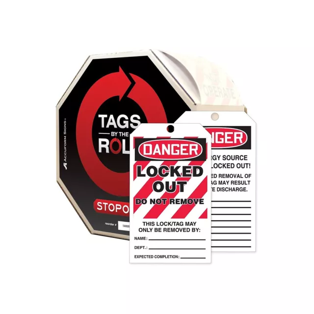 Accuform Tags By-The-Roll 6 1/4" x 3" Lockout Tag "DANGER..RE" Black/Red On