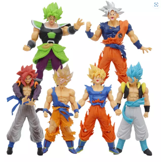 SeekFunning 6 pcs Dragon Ball Z Figures Set: Super Saiyan Goku Son Blue  Gokou Vegeta & Broly Action Figures 