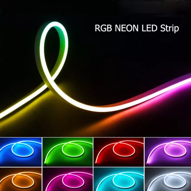 RGB Neon LED Strip 12V 2835 Waterproof Flexible Sign Soft Light Silicone Tube US