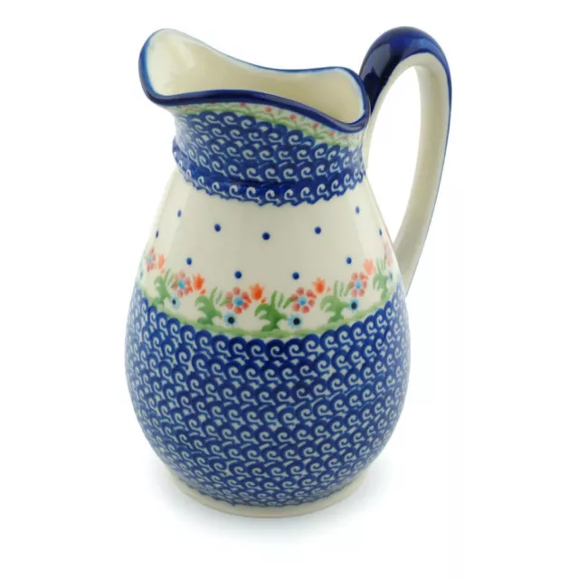 Polish Pottery Pitcher 6 cups Spring Flowers