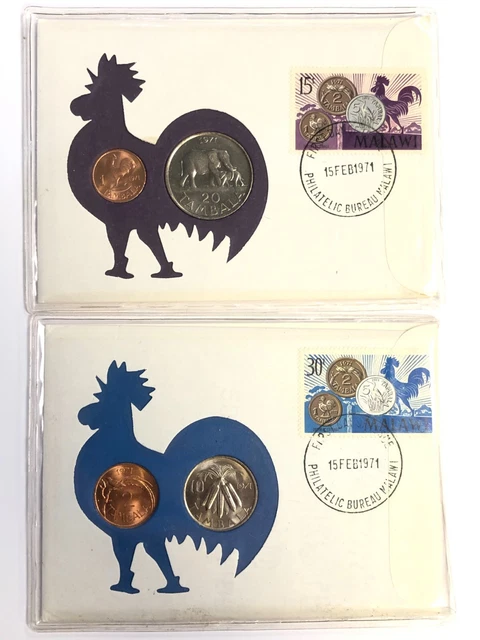 Pair of MALAWI 99 Company #217 & #218 FDC First Day Covers 1 2 10 20 Tambala PNC