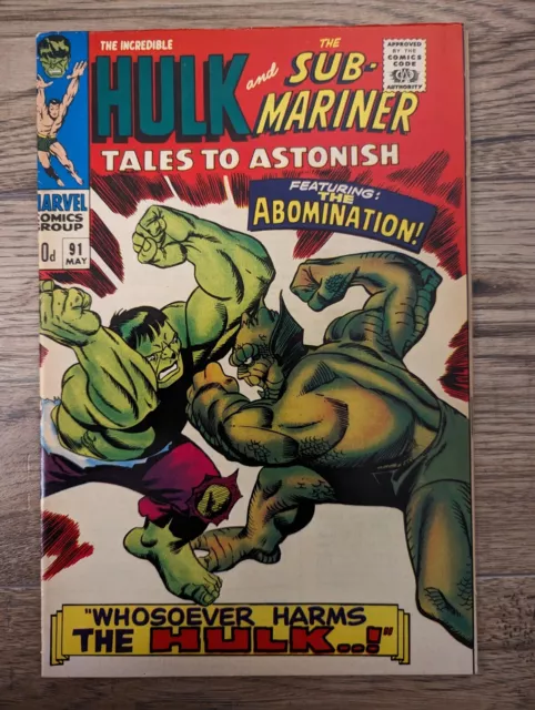 Tales to Astonish #91 May 1967 2nd Appearance & 1st Cover App Of Abomination VFN