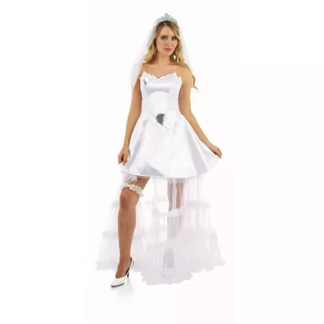 Womens Sexy Bride Costume + Tiara Veil S -XL Ladies Bridal wedding Dress