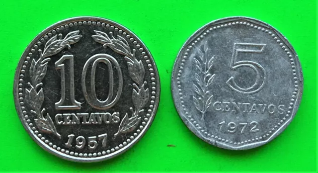 ARGENTINA 1957-1972 10 Centavos & 5 Centavos   USED & Circulated-Refer to photos