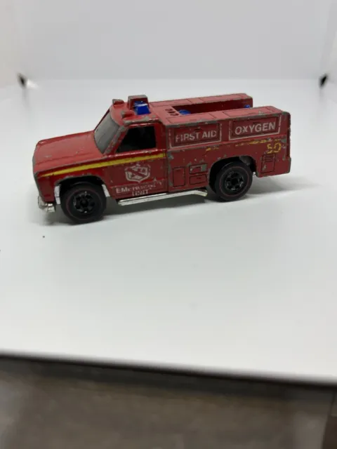 Vintage Hot Wheels Redline Emergency Unit 50 Red Fire Truck 1974 Hong Kong