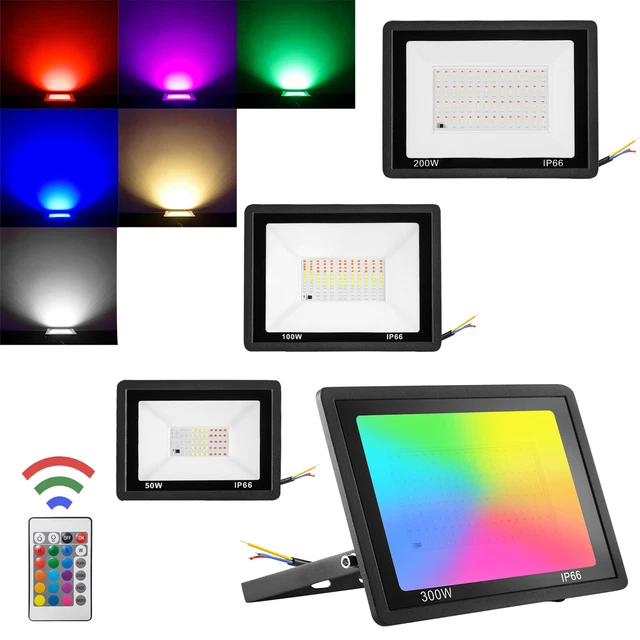 50W-300W LED Fluter 220V Floodlight RGB Scheinwerfer IP66 Garten Flutlicht Neu