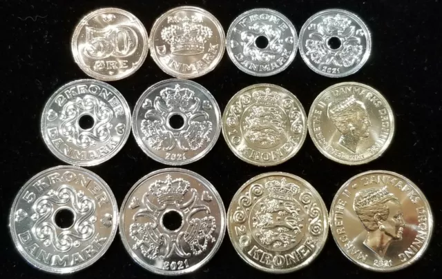 Denmark FULL SET 50 Ore, 1, 2, 5, 10, 20 Kroner 2021 UNC