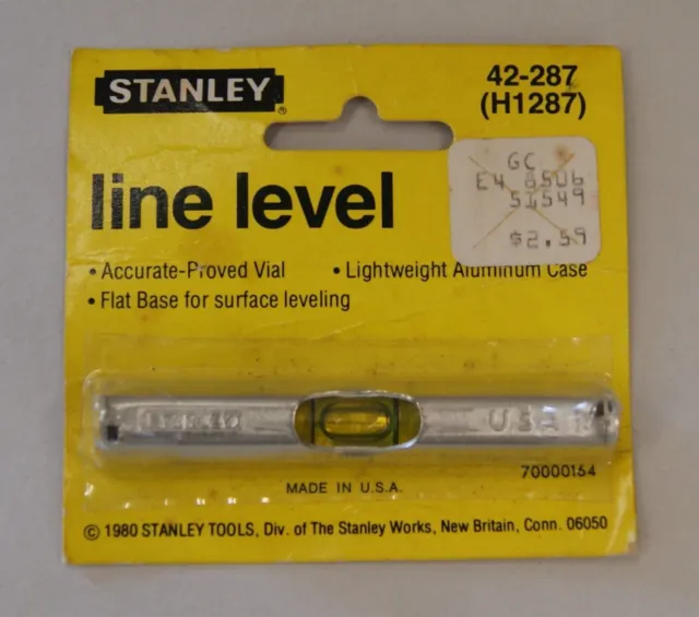 Vintage 1980s STANLEY LINE LEVEL No 42-287, H 1287 w/ Original Packaging, SM1993