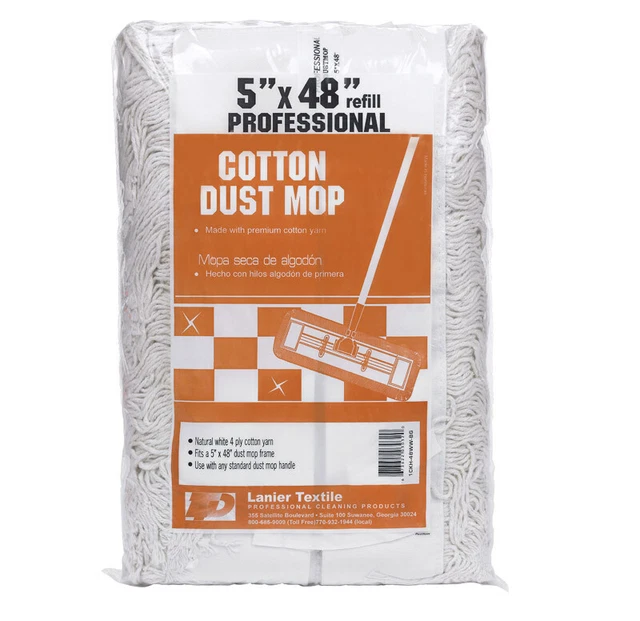 Elite Mops and Brooms 5"x48" Dust Cotton Mop Refill 1 pk,Pack Of 6