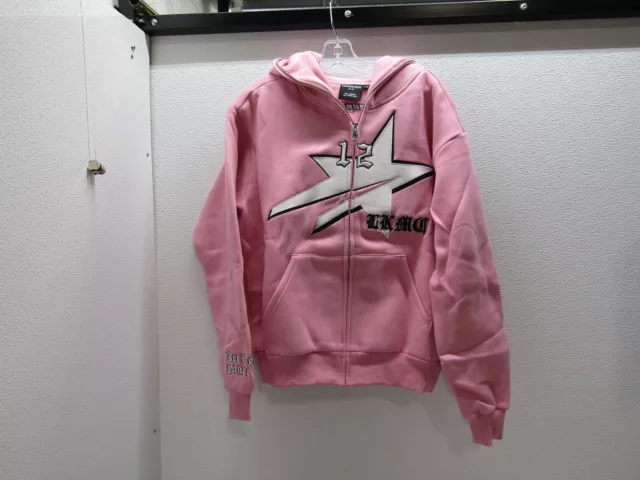 Lukamachain Unisex Falling Starboy Full Zip Soft Hooded Jacket Size M Pink