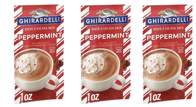 Hit Coc (3) GHIRARDELLI HOT Cocoa Mix PEPPERMINT 1 oz Packets Hot Chocolate *BB ...