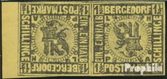 Briefmarken Bergedorf 1887 Mi 3ND K Kehrdruckpaar Neu- bzw. Nachdruck postfrisch