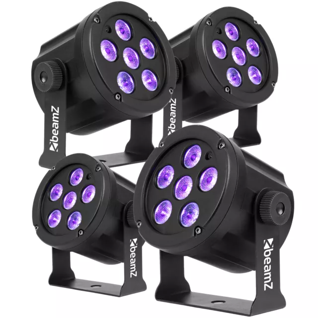 Beamz Slimpar 30 4-Pack UV Wash Light 6x2W IRC