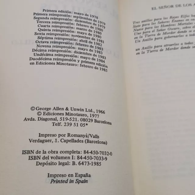 Saga Libros El Señor de los anillos ESDLA 1985 Ediciones Minotauro castellano 2