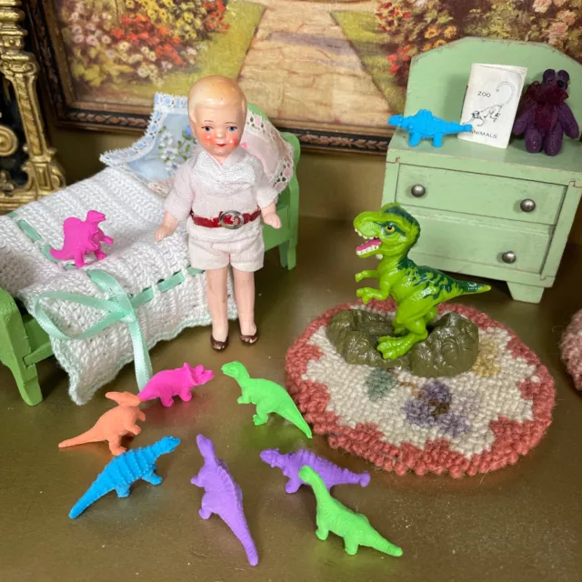Miniature Dollhouse TINY DINOSAUR Lot Set Doll Nursery Toy Figurine Dino Eraser
