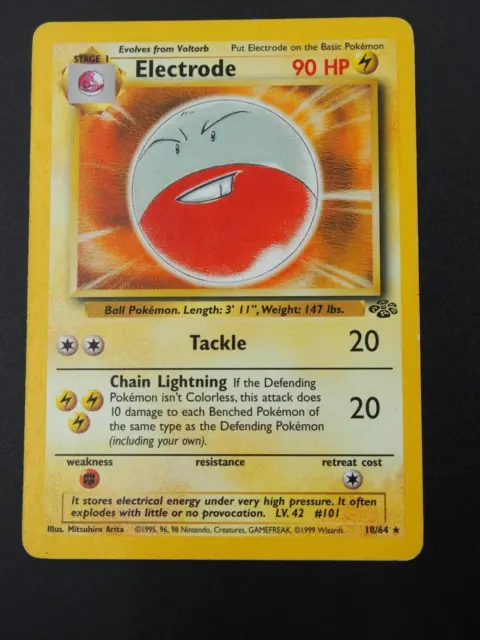 Electrode 18/64 - Jungle - Unlimited Non-Holo Rare Pokemon Tcg Lp 18/64 1999