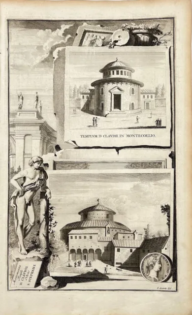 Stampa antica - Una ricostruzione del tempio del Divus Claudius - Jan Goeree