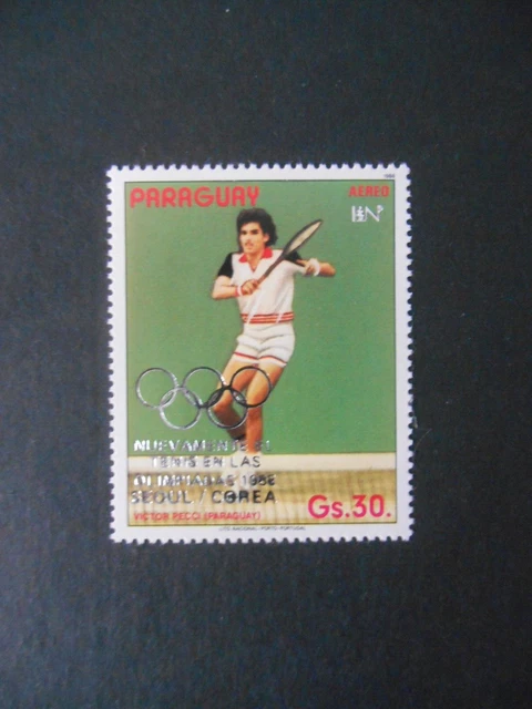 Paraguay 1987, Tennis, Olympische Spiele, Flugpost, mit Aufdruck, ** postfrisch