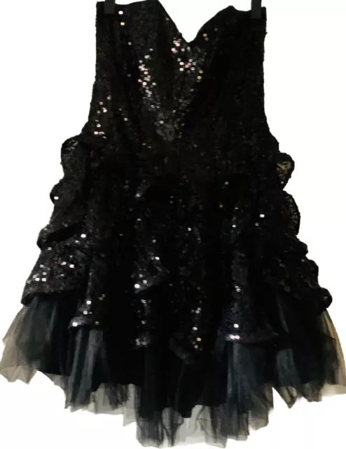 Little Black Dress Juniors Medium Strapless Sequined Tiered Tulle Party Evening