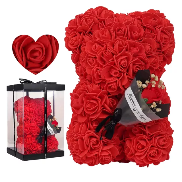 Teddy Bear Rose 9.45in Flower Rose Bear with Box Anniversary Valentines Gift