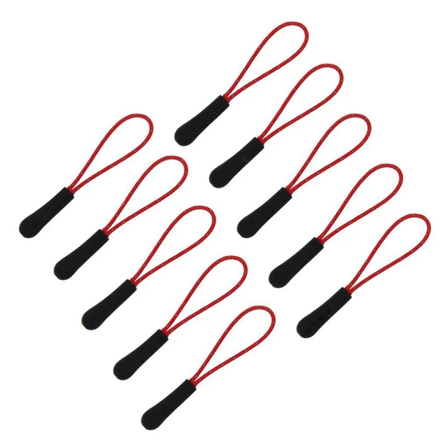 10 Stück Zip Tags Cord Pulls Zipper Extension Zip Slider Ersatz (Reflective Red)